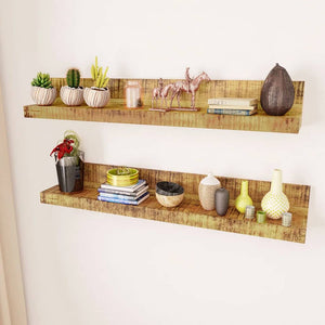 vidaXL Display Shelf 2 pcs Solid Wood Wall-Mounted