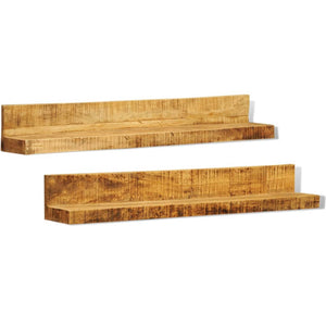 vidaXL Display Shelf 2 pcs Solid Wood Wall-Mounted