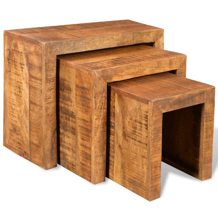 vidaXL Nesting Table Set 3 Pieces Solid Mango Wood