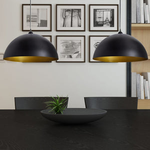 vidaXL Ceiling Lamp 2 pcs Height-adjustable Semi-spherical Black