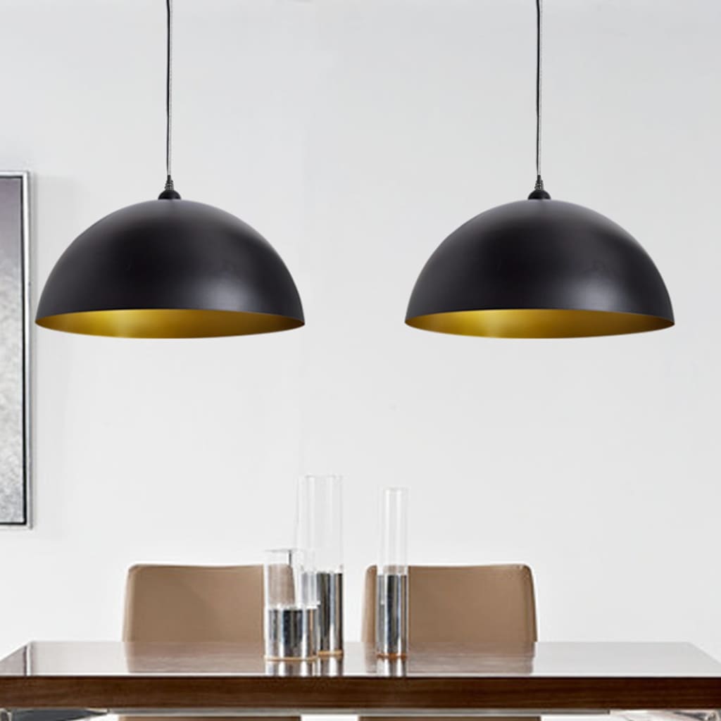 vidaXL Ceiling Lamp 2 pcs Height-adjustable Semi-spherical Black