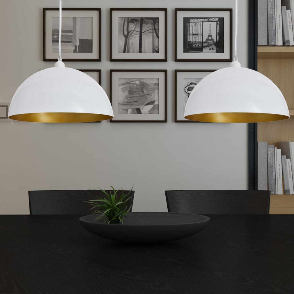 vidaXL Ceiling Lamp 2 pcs Height-adjustable Semi-spherical White