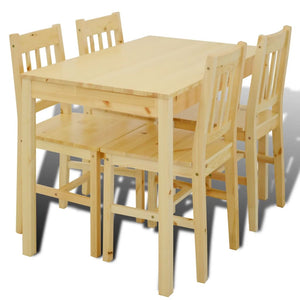 vidaXL Dining Set 5 Pieces Pine Wood Natural