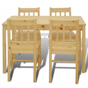 vidaXL Dining Set 5 Pieces Pine Wood Natural