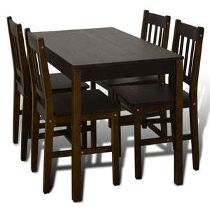 vidaXL Dining Set 5 Pieces Pine Wood Brown