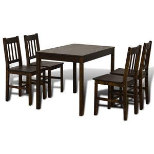 vidaXL Dining Set 5 Pieces Pine Wood Brown