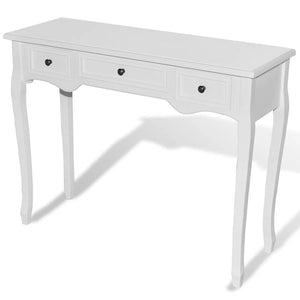 vidaXL Dressing Console Table with Three Drawers White