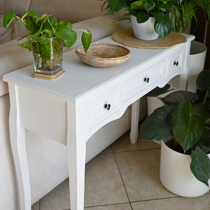 vidaXL Dressing Console Table with Three Drawers White