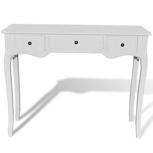 vidaXL Dressing Console Table with Three Drawers White