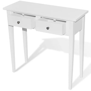 vidaXL Dressing Console Table with Two Drawers White