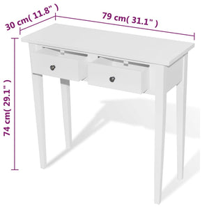 vidaXL Dressing Console Table with Two Drawers White