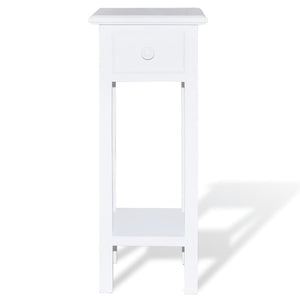 vidaXL Side Table with Drawer White