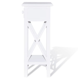 vidaXL Side Table with Drawer White