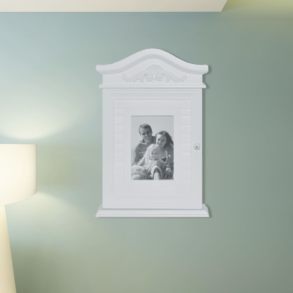vidaXL Key Cabinet with Photo Frame White