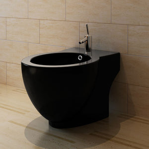 Black Ceramic Toilet & Bidet Set