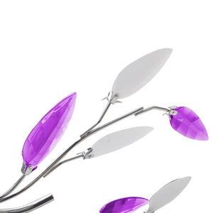 Purple&White Ceiling Lamp Acrylic Crystal Leaf Arms for 5 E14 Bulbs