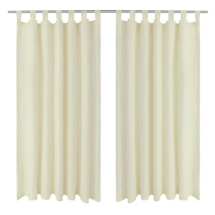 2 pcs Cream Micro-Satin Curtains with Loops 140 x 175 cm