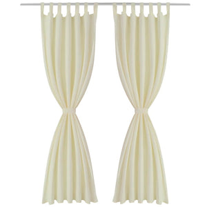 2 pcs Cream Micro-Satin Curtains with Loops 140 x 175 cm