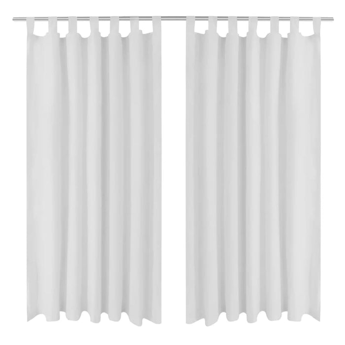 2 pcs White Micro-Satin Curtains with Loops 140 x 175 cm