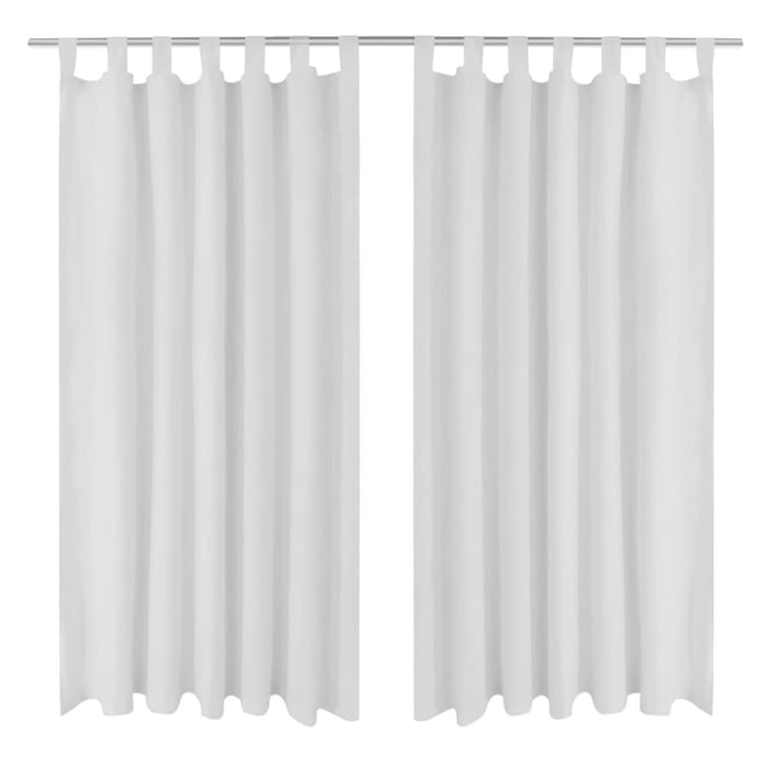 2 pcs White Micro-Satin Curtains with Loops 140 x 245 cm