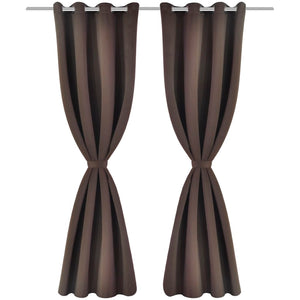 2 pcs Brown Blackout Curtains with Metal Rings 135 x 245 cm