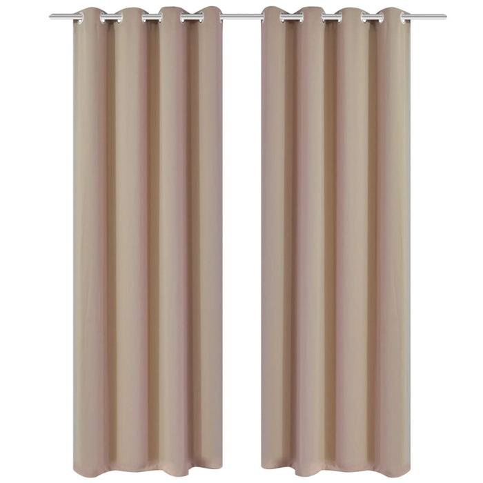 2 pcs Cream Blackout Curtains with Metal Rings 135 x 245 cm