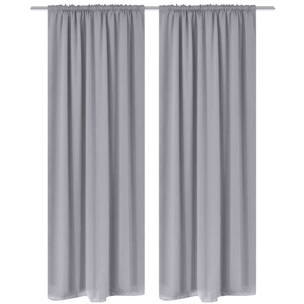 2 pcs Grey Slot-Headed Blackout Curtains 135 x 245 cm