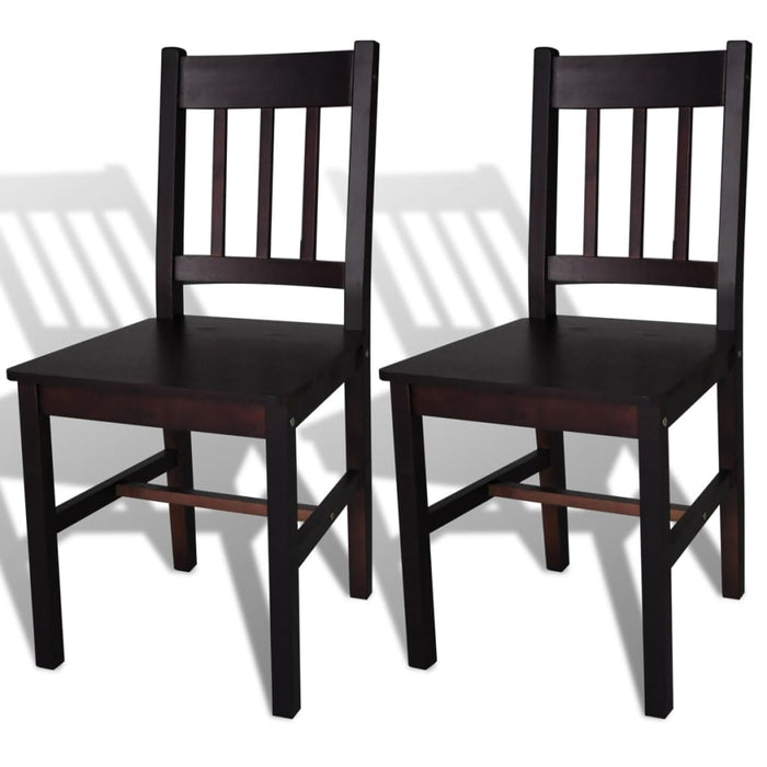 vidaXL Dining Chairs 2 pcs Dark Brown Pinewood