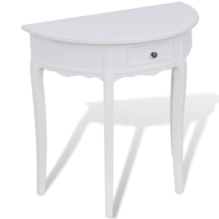 vidaXL Console Table with Drawer Half-round White