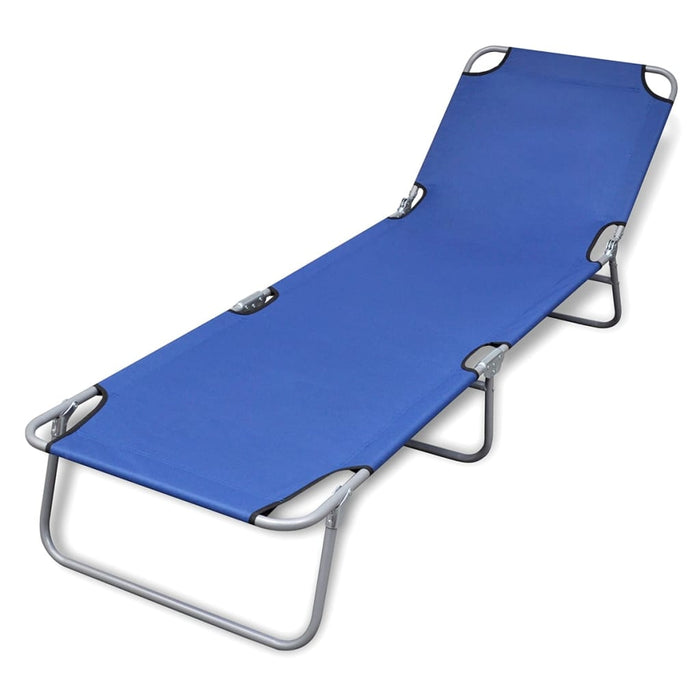 vidaXL Folding Sun Lounger Powder-coated Steel Blue