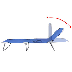 vidaXL Folding Sun Lounger Powder-coated Steel Blue