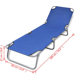 vidaXL Folding Sun Lounger Powder-coated Steel Blue