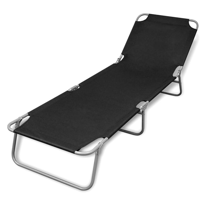 vidaXL Folding Sun Lounger Powder-coated Steel Black