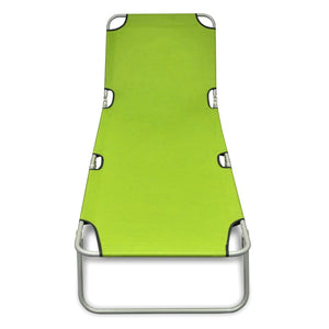 vidaXL Folding Sun Lounger Powder-coated Steel Apple Green