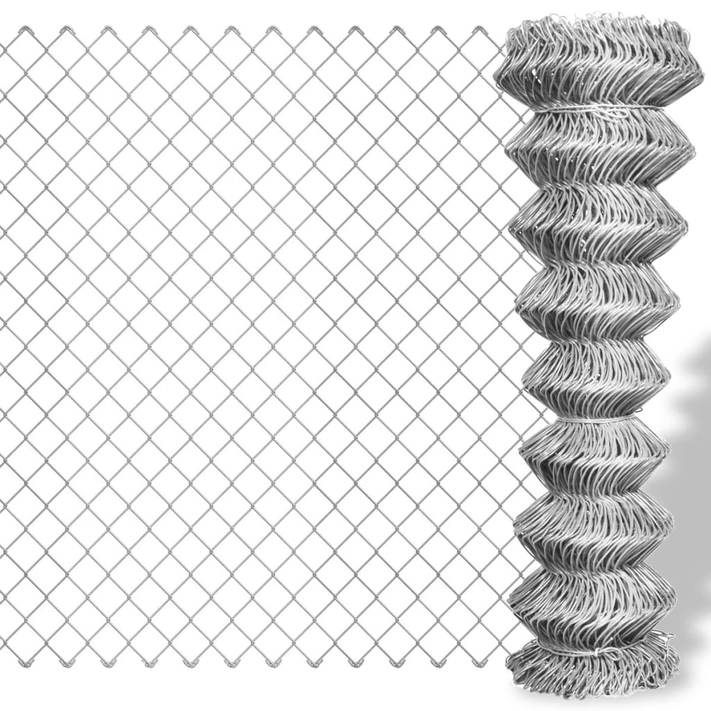 vidaXL Chain Link Fence Galvanised Steel 15x0.8 m Silver