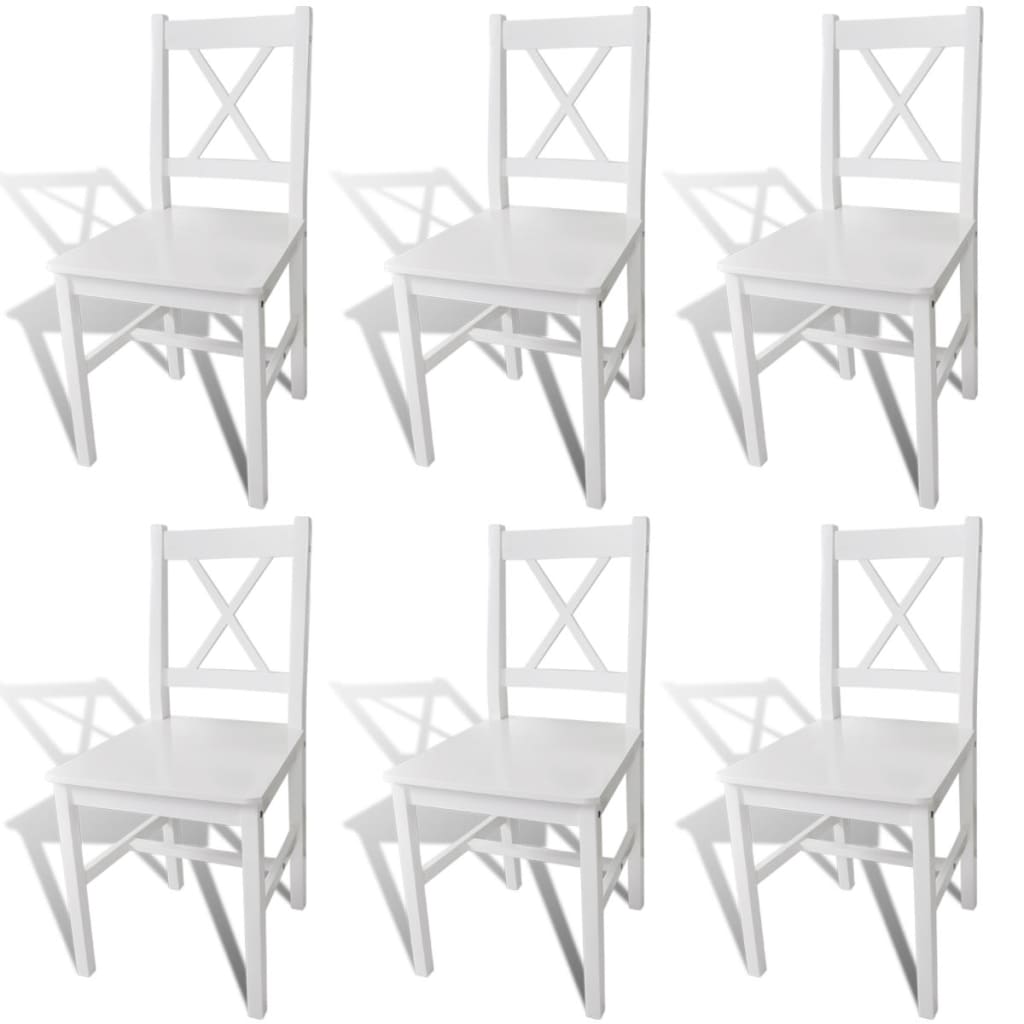 vidaXL Dining Chairs 6 pcs White Pinewood