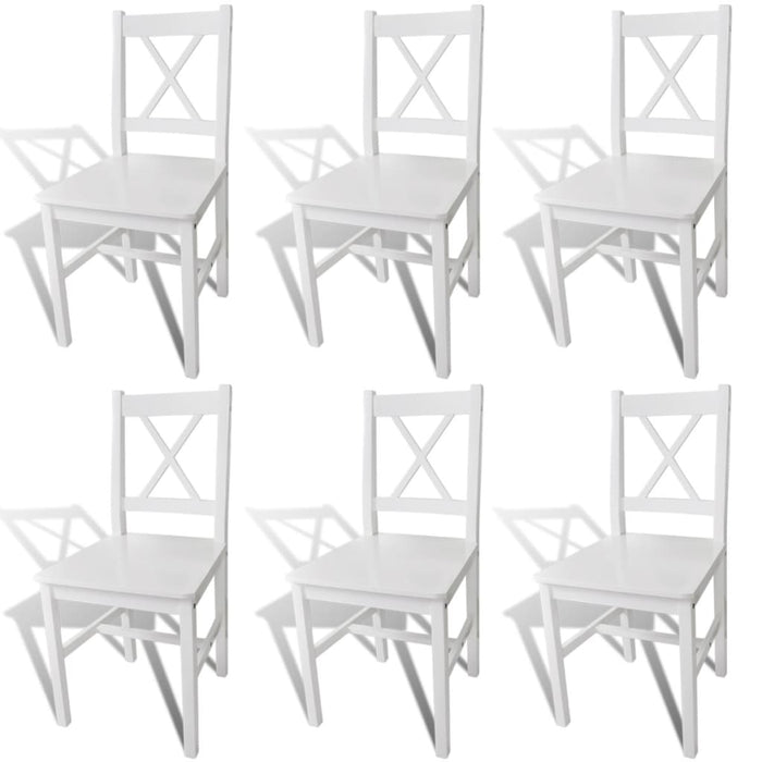 vidaXL Dining Chairs 6 pcs White Pinewood