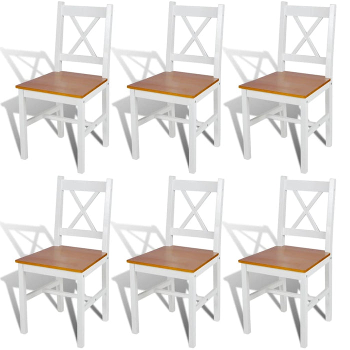 vidaXL Dining Chairs 6 pcs White Pinewood