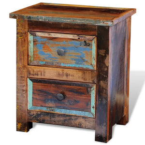 vidaXL Nightstand with 2 Drawers Solid Reclaimed Wood