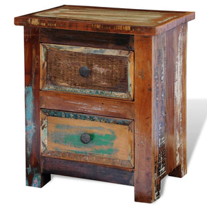 vidaXL Nightstand with 2 Drawers Solid Reclaimed Wood