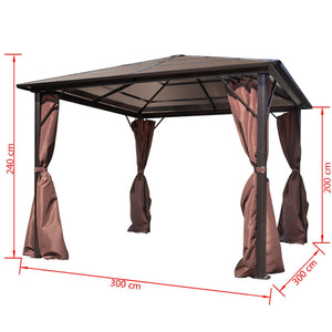 vidaXL Gazebo with Curtain Brown Aluminium 300 x 300 cm