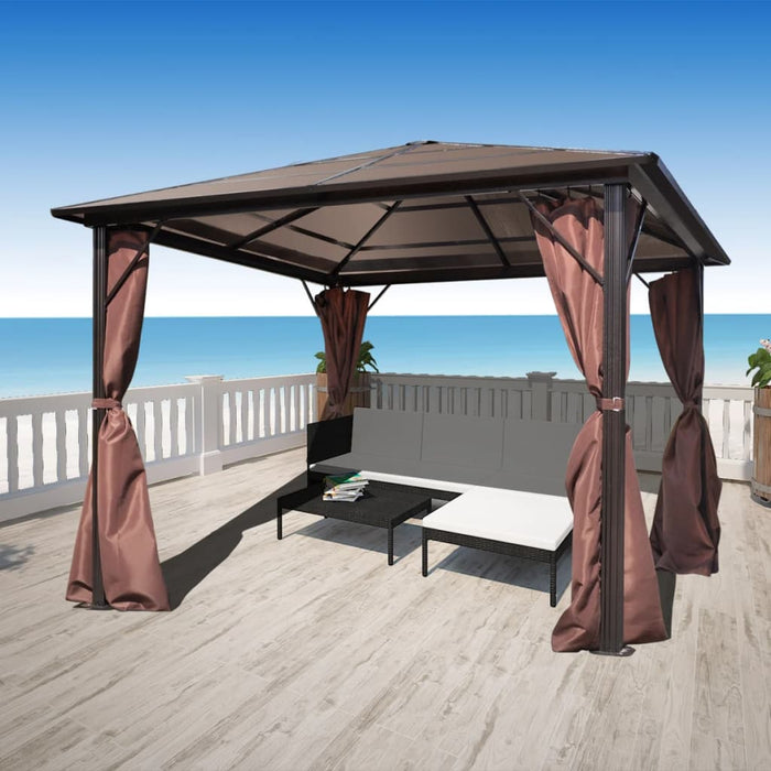 vidaXL Gazebo with Curtain Brown Aluminium 300 x 300 cm