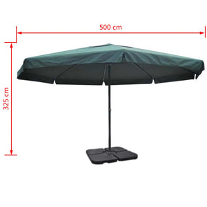 vidaXL Aluminium Garden Parasol with Portable Base Green