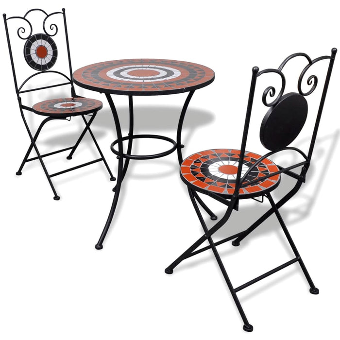 vidaXL 3 Piece Bistro Set Ceramic Tile Terracotta and White