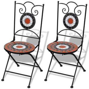 vidaXL 3 Piece Bistro Set Ceramic Tile Terracotta and White