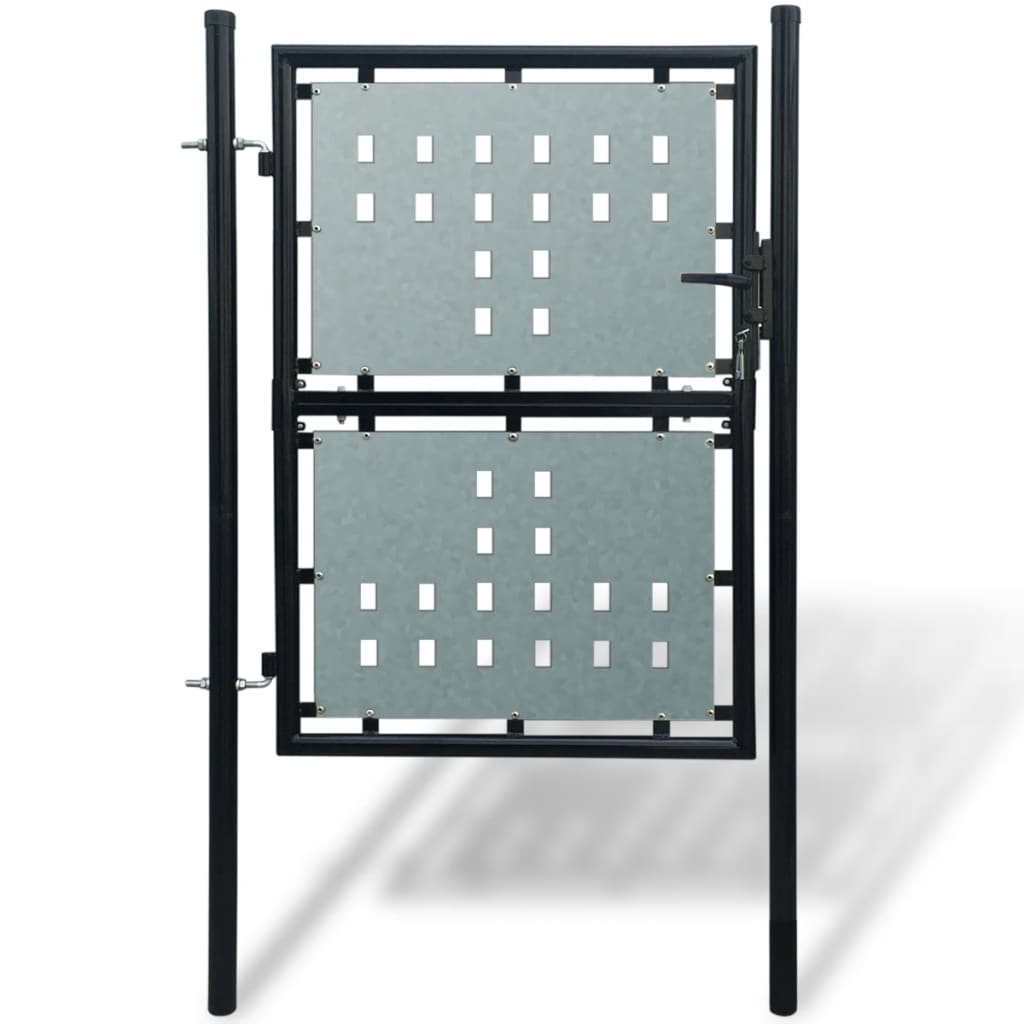 vidaXL Black Single Door Fence Gate 100 x 175 cm