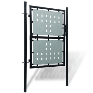 vidaXL Black Single Door Fence Gate 100 x 175 cm