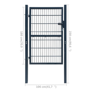 vidaXL 2D Fence Gate (Single) Anthracite Grey 106 x 230 cm