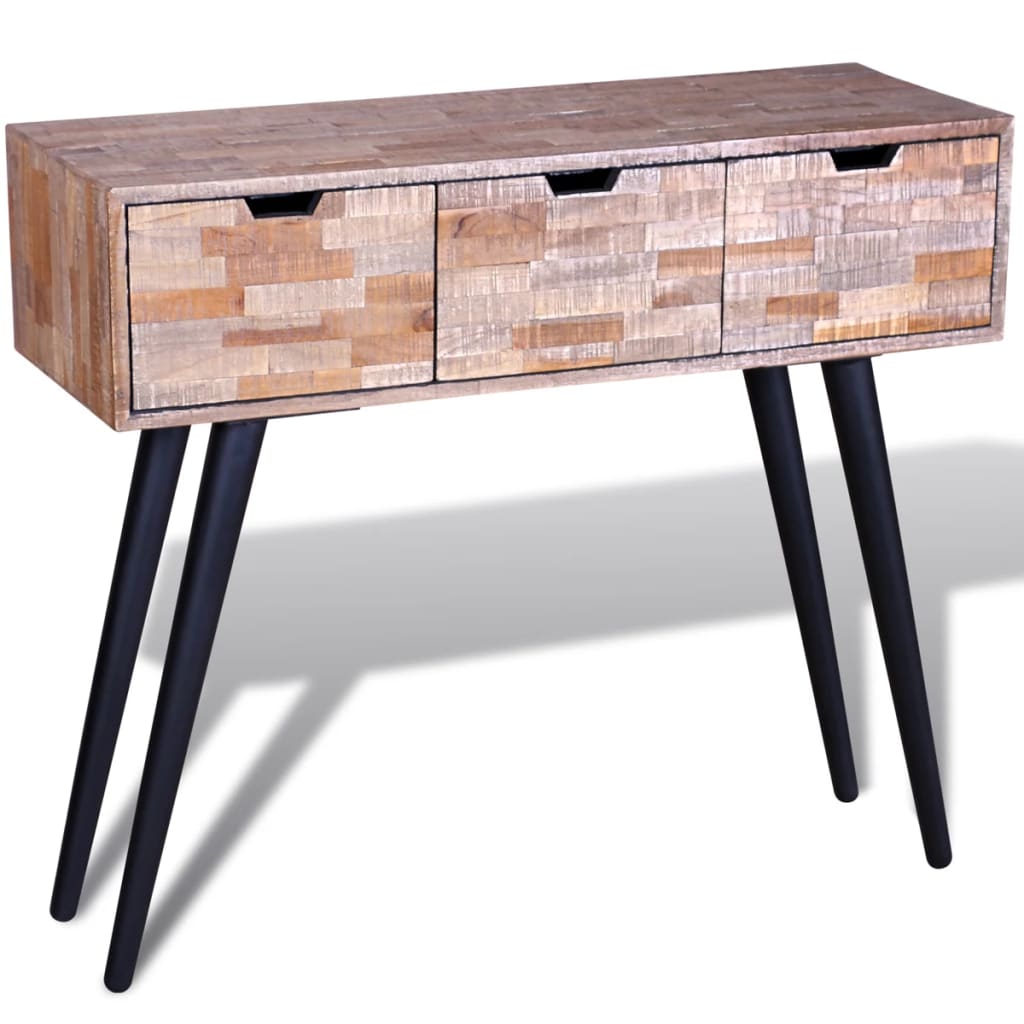 vidaXL Console Table with 3 Drawers Reclaimed Teak Wood