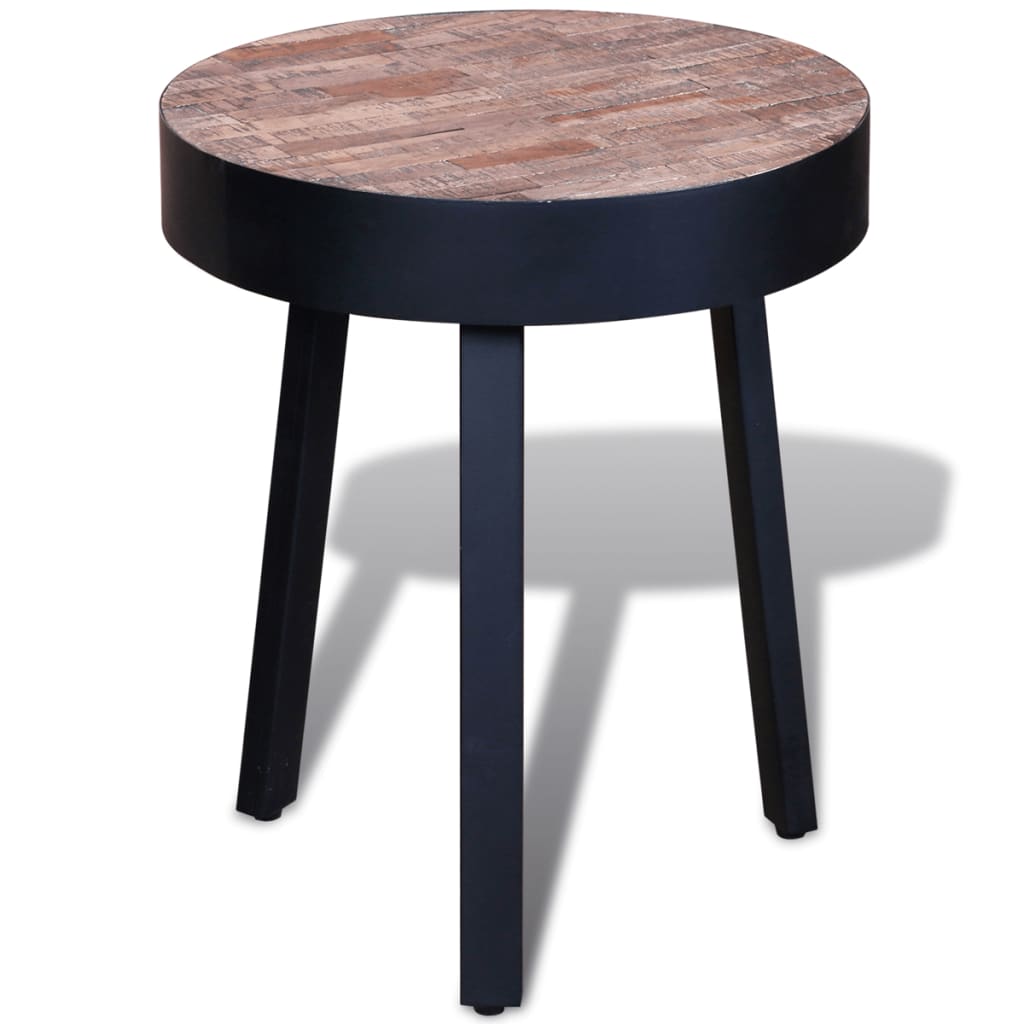 vidaXL End Table Round Reclaimed Teak Wood